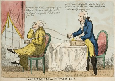 Elektroterápia „Galvanizmus a Piccadillyben”, 1800 körül alkotó: Frederick (attr. to) Barnard