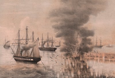 Ancona lámpásának robbanása a tenger partján, Ancona ostroma alkotó: William Walcutt