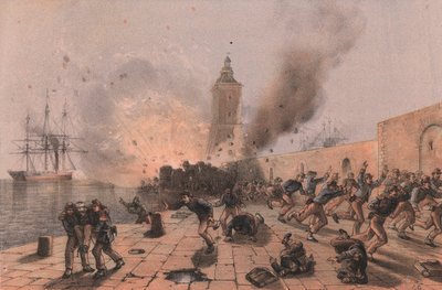 Lámpás porhordójának felrobbanása, Ancona ostroma alkotó: William Walcutt