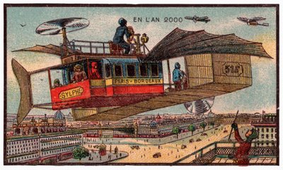 Repülő busz Párizsban, 1910 körül alkotó: . .