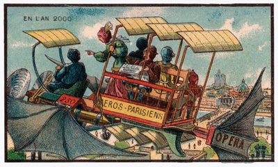 Repülő busz Párizsban, 1910 körül alkotó: . .