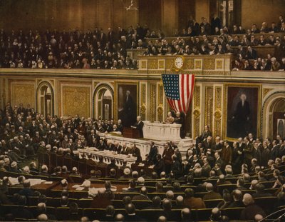 A világ szabadságáért Woodrow Wilson elnök arra kéri a Kongresszust, hogy üzenjen háborút Németországnak, április 2. alkotó: . .