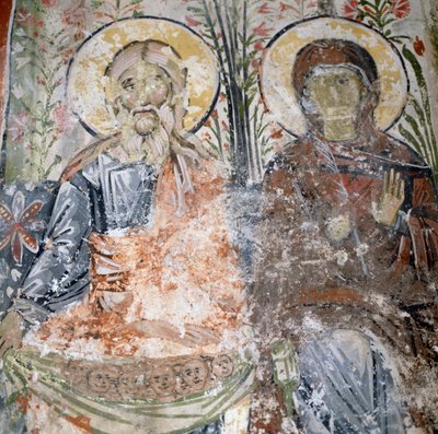 Freskók Agios Panteleimon kolostorában, Tilos szigetén, Görögországban alkotó: Georg Carl Heinrich Dollmann