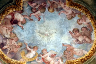 Szentlélek és angyalok. Friss. Santa Maria delle Vigne bazilika. Genova. Olaszország. alkotó: . .