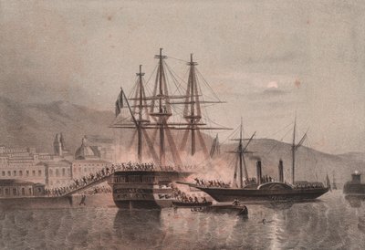 Tuckery megtámadta a Monarca nápolyi hajót Castellammare kikötőjében alkotó: William Walcutt