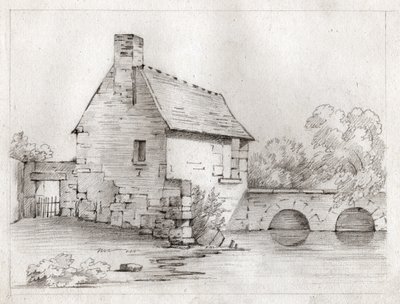 Parasztház a folyó partján. 1830 körül (illusztráció) alkotó: . .