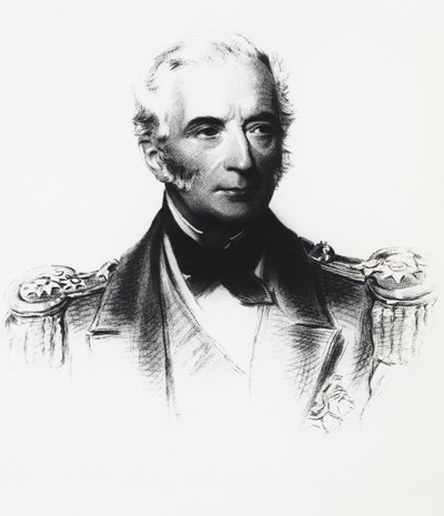 Edward Hobart Seymour (1840-1929), a szövetséges flotta admirálisának portréja, aki részt vett a kínai boxerekkel való összecsapásokban, rajz alkotó: Georg Carl Heinrich Dollmann