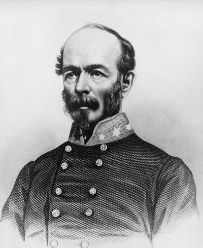 Joseph Eggleston Johnston (1807-1891), az amerikai hadsereg tisztjének portréja a mexikói-amerikai háború, a szeminole háborúk és az amerikai polgárháború idején, metszet alkotó: William Walcutt