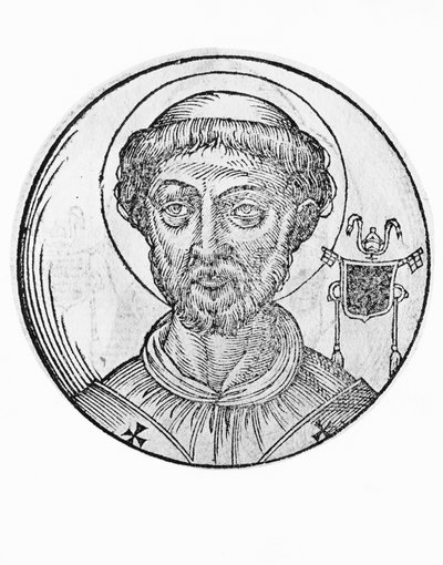 I. Szent Anasztáz (Anastasio de Massimi, meghalt 401-ben), a katolikus egyház 39. pápájának portréja 399-ből, metszet alkotó: William Walcutt