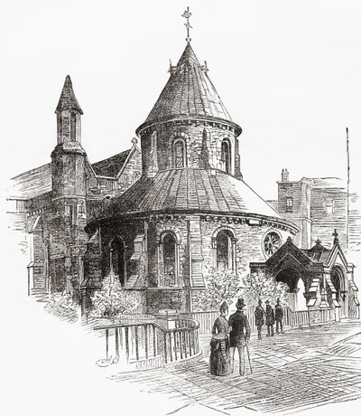 A Temple Church, London, Anglia, itt látható a 19. században. alkotó: . .