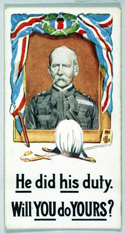 Egyesült Királyság: Cigarettakártyák – WW1 toborzás alkotó: Ferdinand Georg Waldmuller