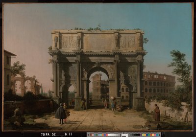 Kilátás Konstantin diadalívére a Colosseummal alkotó: Canaletto
