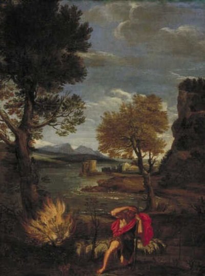 Táj Mózessel és az égő bokorral alkotó: Domenichino