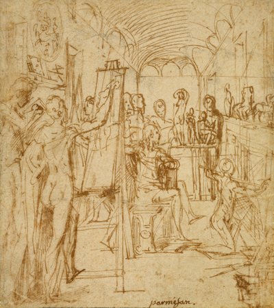 Egy festőműterem belseje alkotó: Parmigianino
