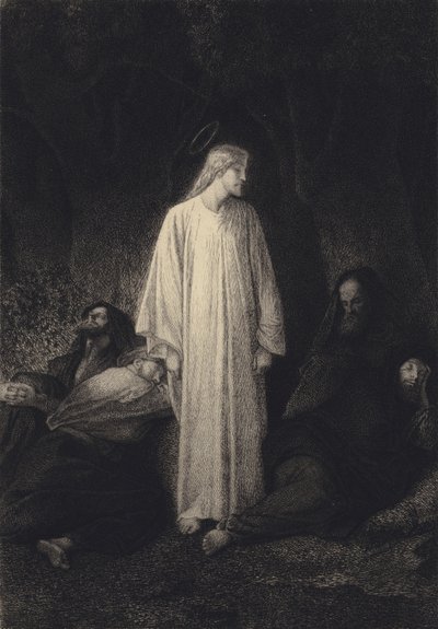 Jézus és az alvó tanítványok alkotó: after Albert Robida