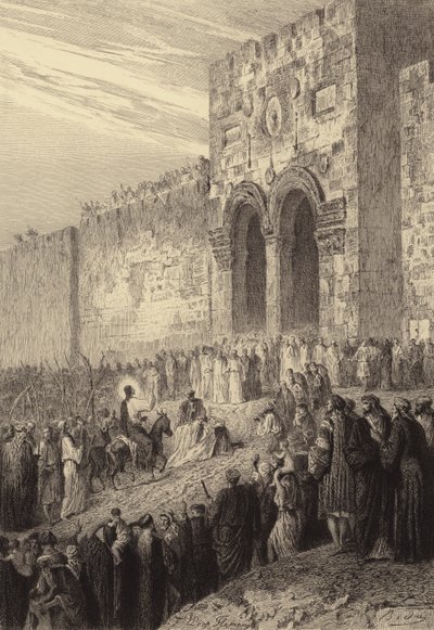 Jézus belép Jeruzsálembe alkotó: after Albert Robida