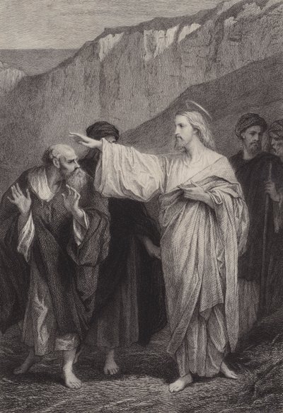Jézus megbízást ad Péternek alkotó: after Albert Robida