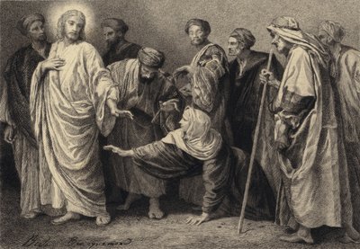 Jézus meggyógyít egy Nőt alkotó: after Albert Robida