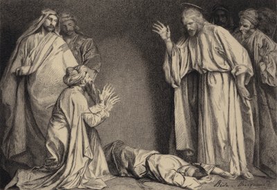 Jézus meggyógyítja a megszállott gyermeket alkotó: after Albert Robida
