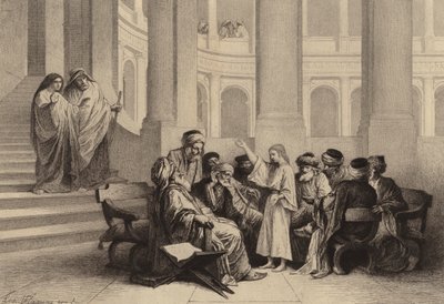 Jézus az orvosok között alkotó: after Albert Robida