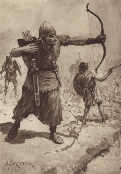 Ázsiai íjászok és parittyázók alkotó: after Amedee Forestier