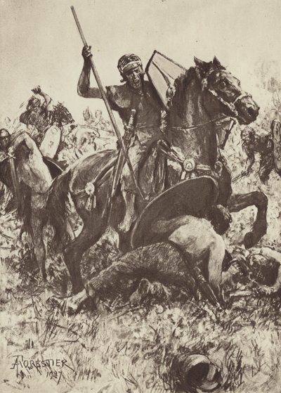 A kisegítő lovasság német törzsekre támad alkotó: after Amedee Forestier