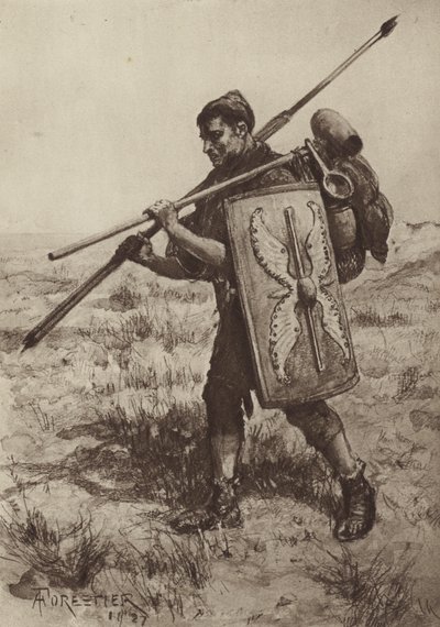 Az Impeditus, vagy teljesen felszerelt gyalogos katona alkotó: after Amedee Forestier