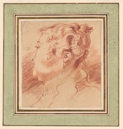 Tanulmány a női fejről alkotó: after Antoine Watteau