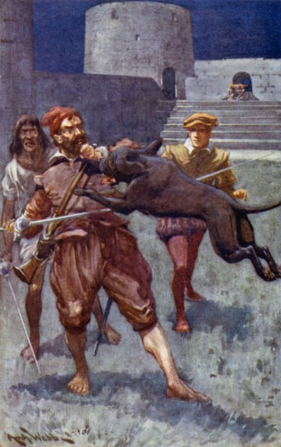 A tengerész feldobta a bal kezét, hogy elhárítsa a támadást alkotó: after Archibald Bertram Webb