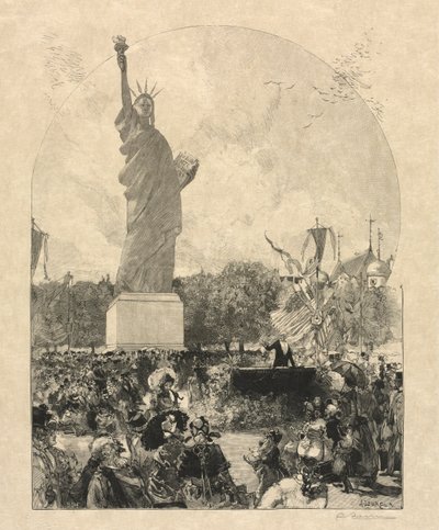 Liberty Enlightening the World, amelyet az amerikaiak Párizs városának ajánlottak fel alkotó: after Auguste Louis Lepère