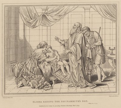 Elizeus felneveli a súnamita fiát, 2 királyt alkotó: after Benjamin West