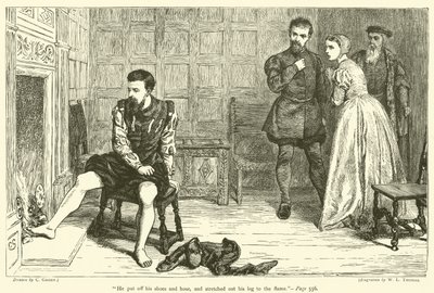 Levette a cipőjét és a tömlőjét, és kinyújtotta a lábát a láng felé alkotó: after Charles Green