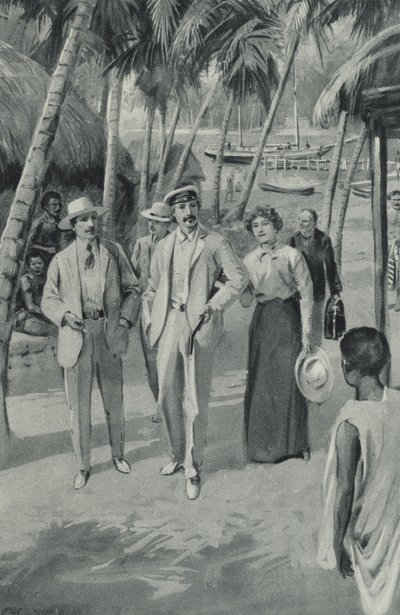 Robert Louis Stevenson és barátai Szamoára érkeznek alkotó: after Charles Mills Sheldon