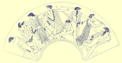 Brygos Revel, illusztrációja J. E. Harrison és D. S. MacColl görög vázafestményeiből, 1894-ben (digitálisan javított kép) alkotó: after English School
