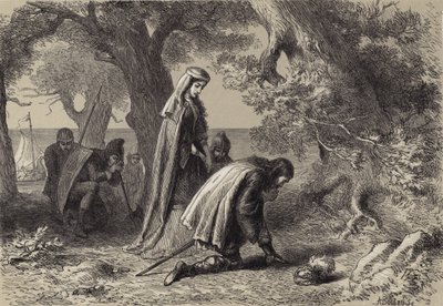 Thorfinn és Gudrid a Szőlőföld partján alkotó: after Felix Octavius Carr Darley