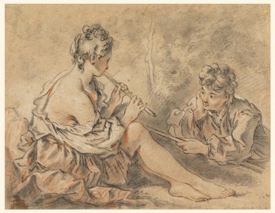 Pásztorlány csöves pásztornak alkotó: after Francois Boucher