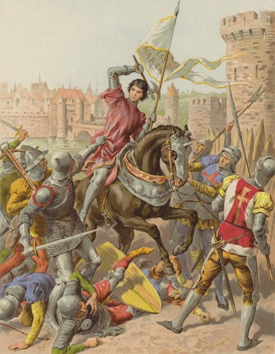 Jeanne DArc fogságba esett Compiegne-ben (chromolitho) alkotó: after Frederic Theodore Lix