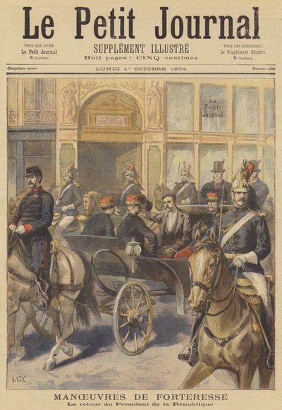 Casimir-Perier elnök visszatér a francia hadsereg manővereinek megtekintése után alkotó: after Frederic Theodore Lix