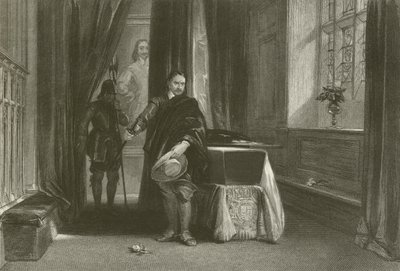 Cromwell I. Károly testét nézte, és egy árnyék költözött a homlokára alkotó: after George Cattermole