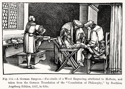 Egy német sebész, Boethius filozófiai vigasztalásából, illusztráció a Tudomány és irodalom középkorban és reneszánszban, írta és metszett Paul Lacroix, 1878 (bw ph alkotó: after German School