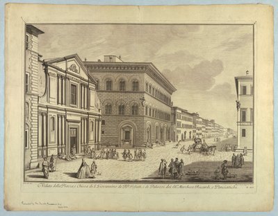 Kilátás Firenzére, tányér a "XXIV. választásból Kilátás Firenze város fő kerületeire, tereire, templomaira és palotáira" alkotó: after Giuseppe Zocchi
