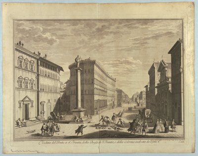 Kilátás Firenzére, tányér a "XXIV. választásból Kilátás Firenze város fő kerületeire, tereire, templomaira és palotáira" alkotó: after Giuseppe Zocchi