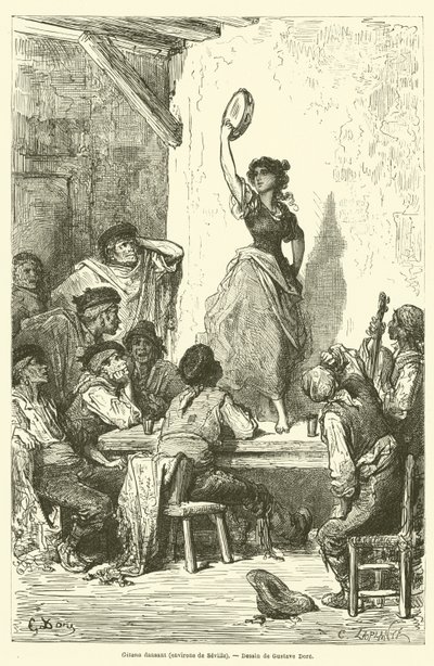 Gitana táncol, Sevilla közelében alkotó: Gustave after Dore