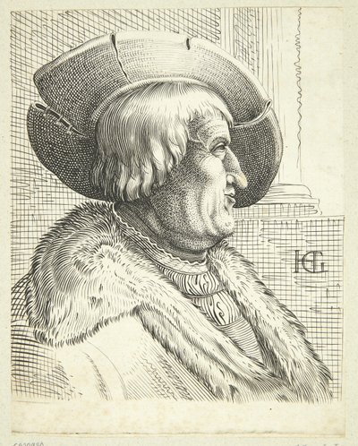 Fantázia portré öreg férfi kalap profiljában alkotó: after Hendrick Goltzius