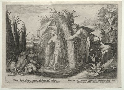Pan Susuing Syrinx alkotó: after Hendrick Goltzius