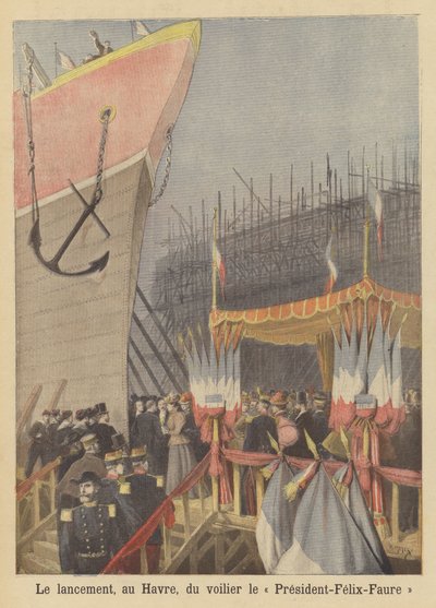 A President-Felix-Faure vitorlás vízre bocsátása Le Havre-ban alkotó: after Henri Meyer