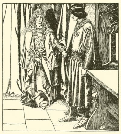 Morgana királynő megjelenik Sir Launcelotnak alkotó: after Howard Pyle