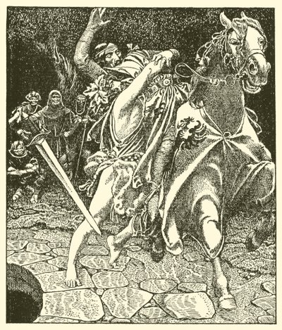Sir Kay és az erdei őrült alkotó: after Howard Pyle