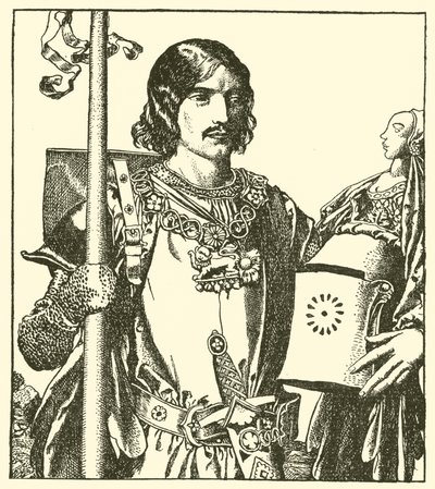 Sir Launcelot a tóból alkotó: after Howard Pyle