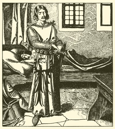 Sir Launcelot elveszi Sir Kay páncélját alkotó: after Howard Pyle